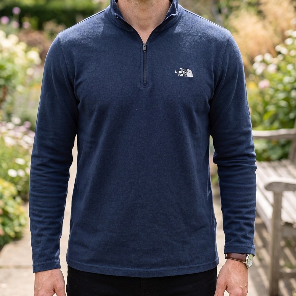 The North Face Mens Navy Blue Quarter Zip Fleece Pullover Mock Neck Jacket XXL